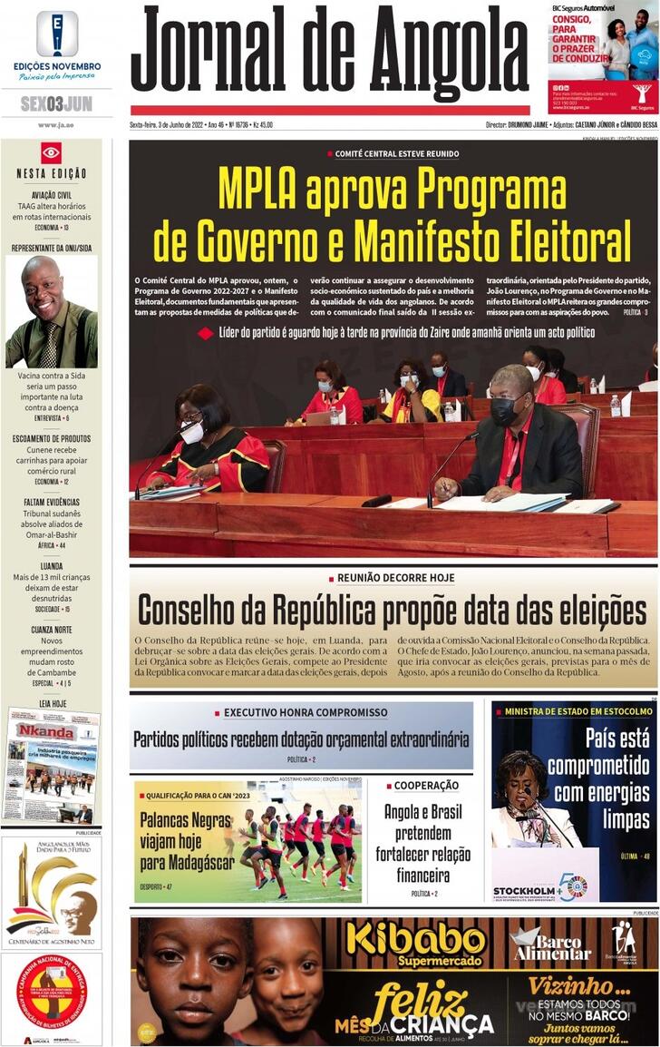 Capa Jornal De Angola De