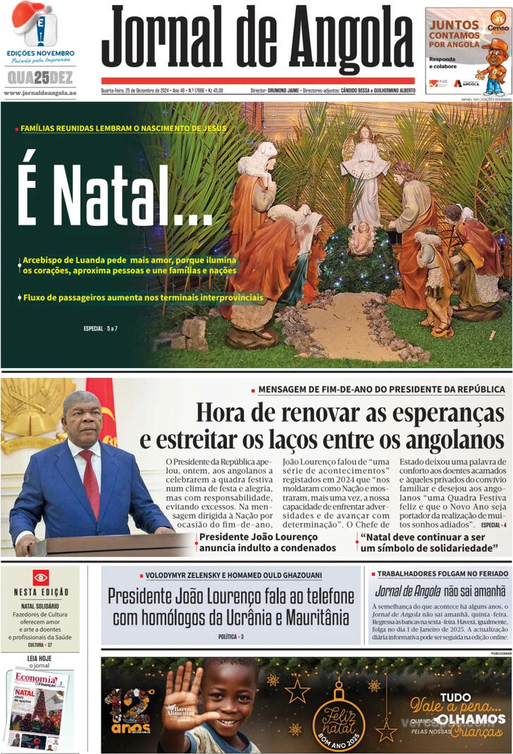 Capa Jornal De Angola De 2024 12 25