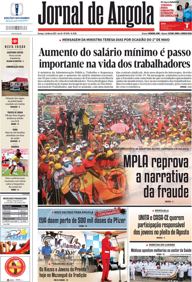 Capa Jornal De Angola De 2022 05 01