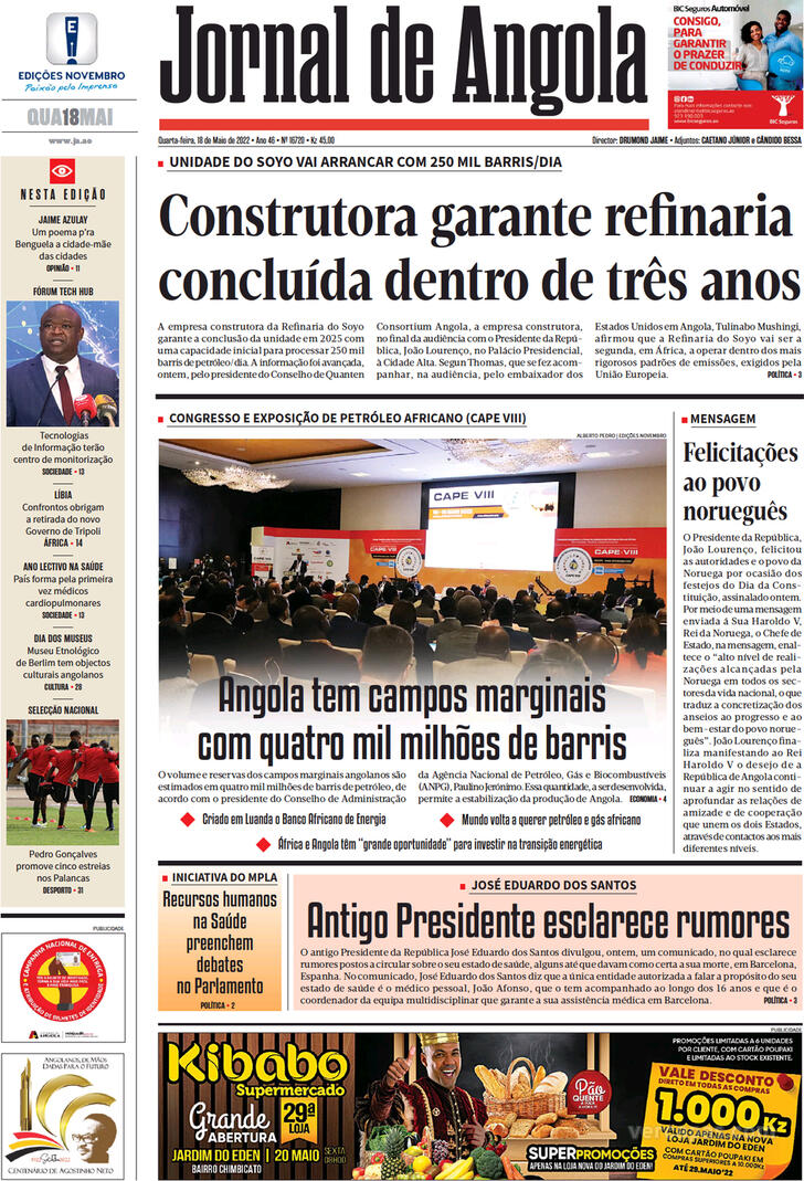 Capa Jornal De Angola De