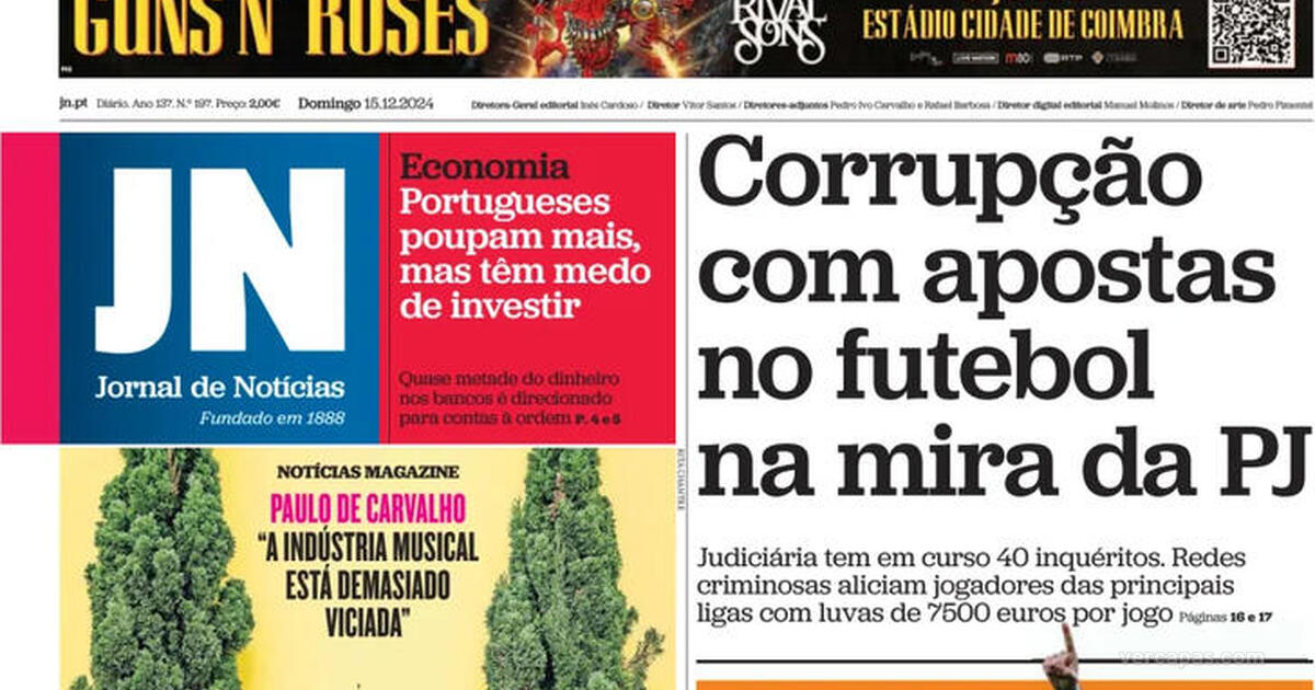 Capa Jornal de Notícias de 2024 12 15