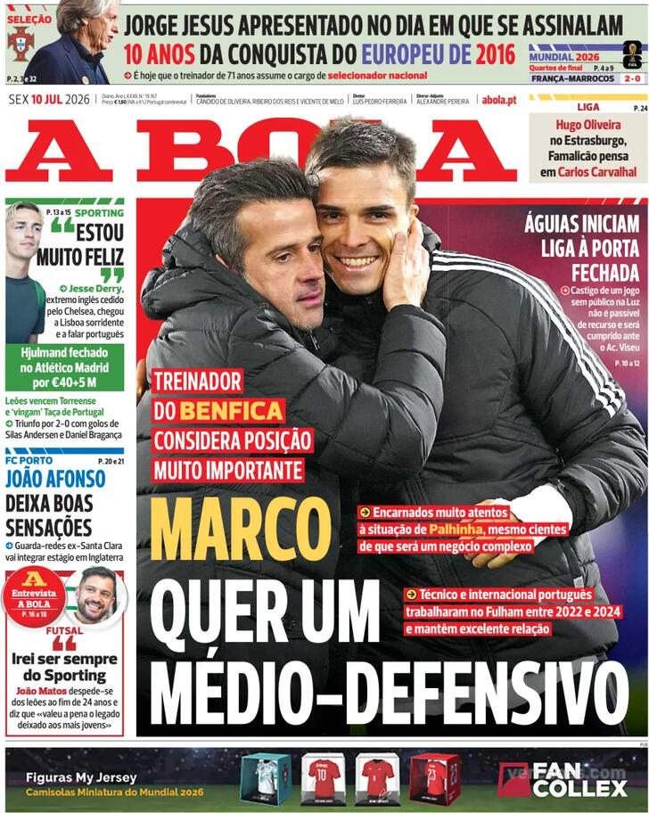 Capas dos jornais desportivos de 10 de Julho de 2026 2 Capa - A Bola