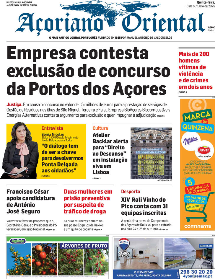 Capa Aoriano Oriental - 2025-10-16