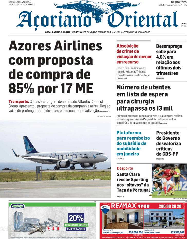 Capa Aoriano Oriental - 2025-11-26