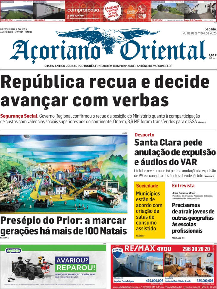 Capa A�oriano Oriental - 2025-12-20