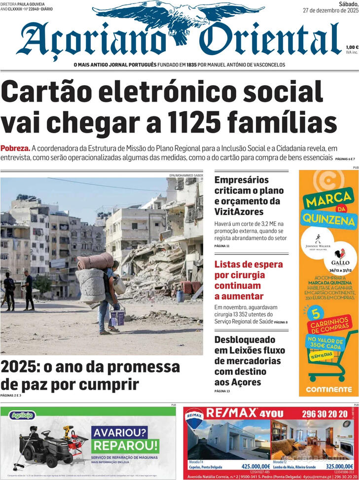 Capa A�oriano Oriental - 2025-12-27
