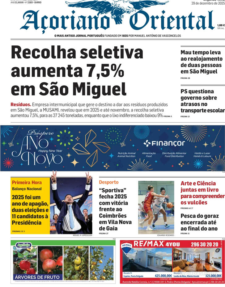 Capa A�oriano Oriental - 2025-12-29