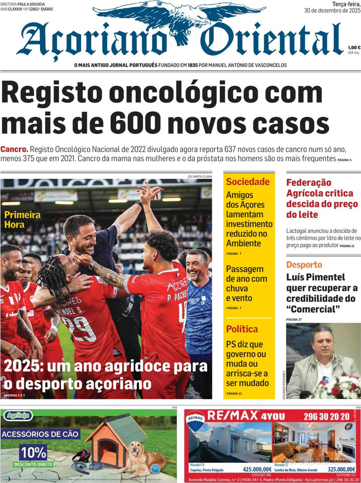 Capa A�oriano Oriental - 2025-12-30