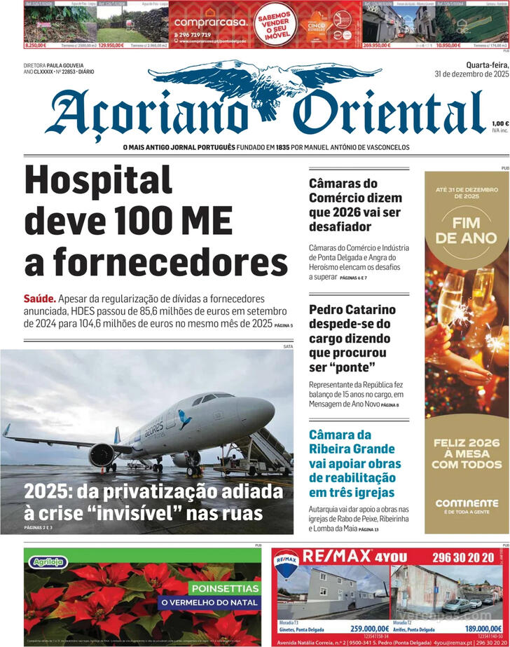 Capa A�oriano Oriental - 2025-12-31