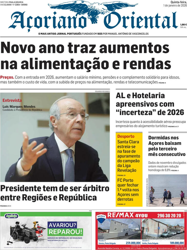 Capa A�oriano Oriental - 2026-01-01