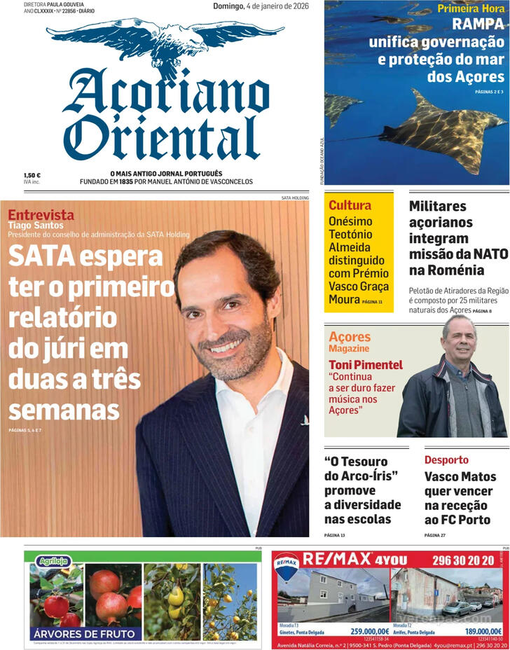 Capa A�oriano Oriental - 2026-01-04