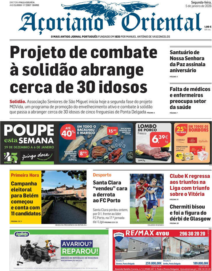 Capa A�oriano Oriental - 2026-01-05