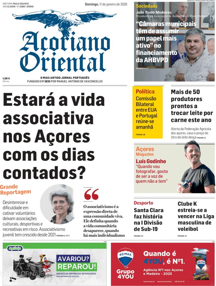 Capa A�oriano Oriental - 2026-01-11