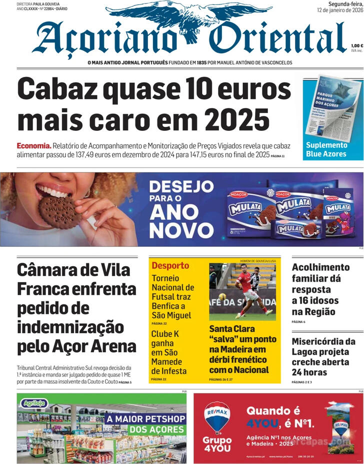 Capa A�oriano Oriental - 2026-01-12