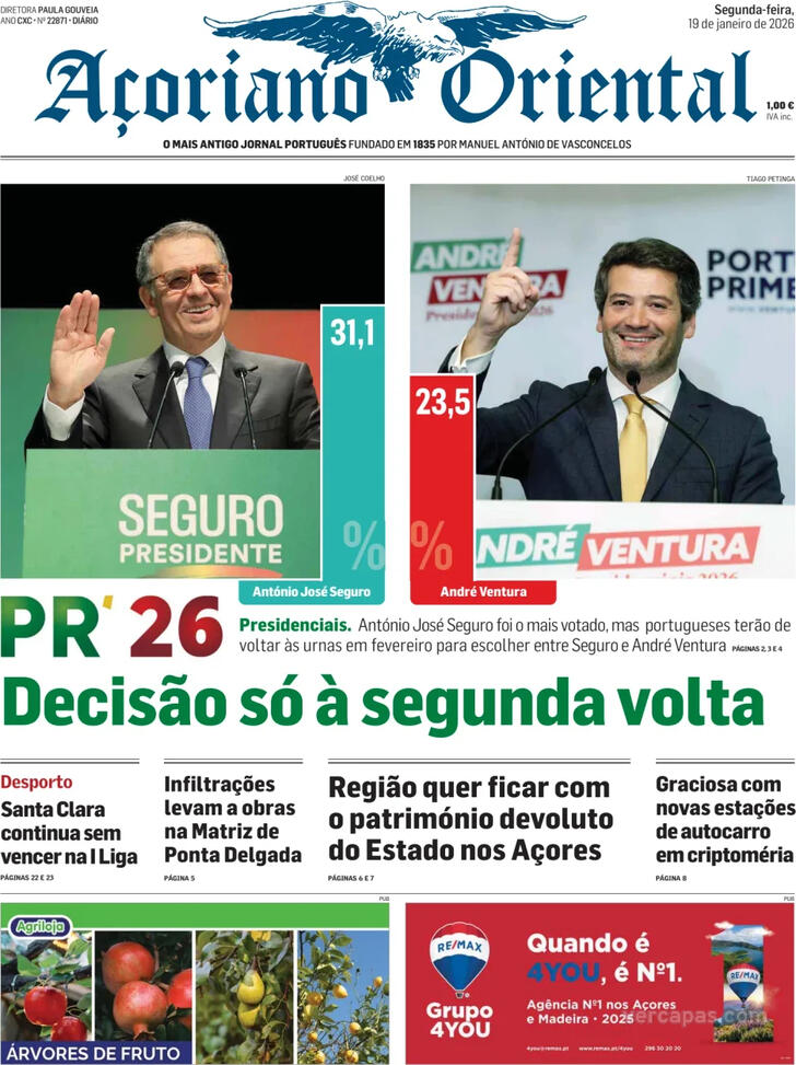 Capa A�oriano Oriental - 2026-01-19