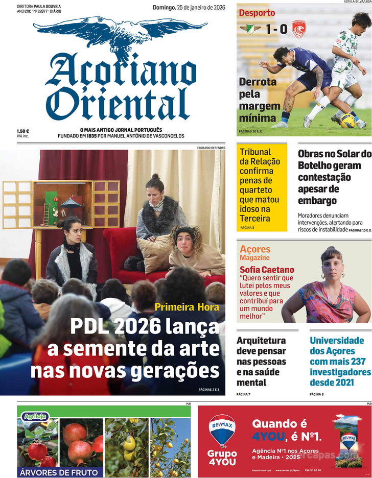 Capa A�oriano Oriental - 2026-01-25