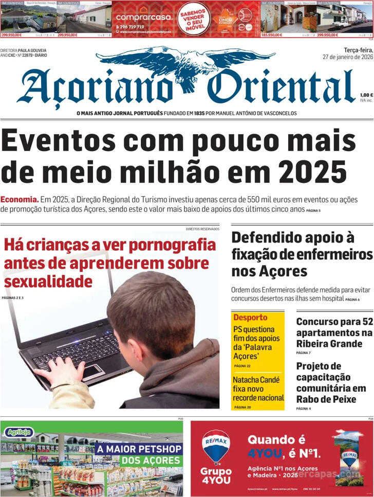 Capa A�oriano Oriental - 2026-01-27