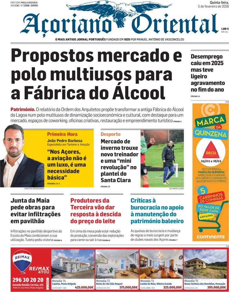 Capa A�oriano Oriental - 2026-02-05