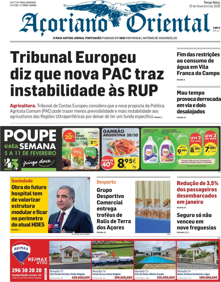 Capa A�oriano Oriental - 2026-02-10