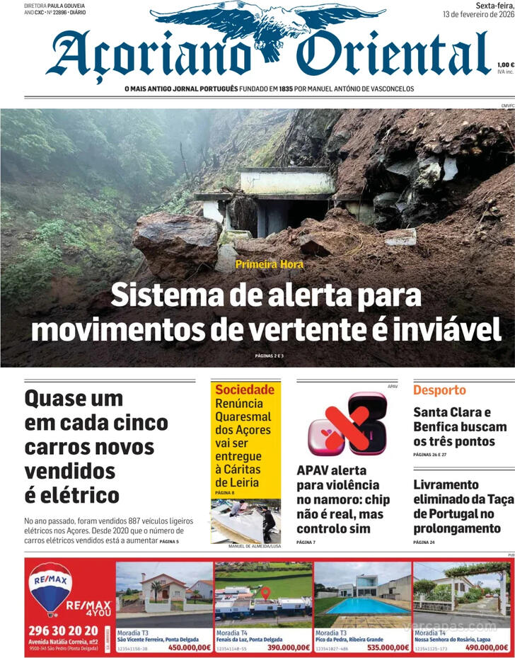 Capa A�oriano Oriental - 2026-02-13