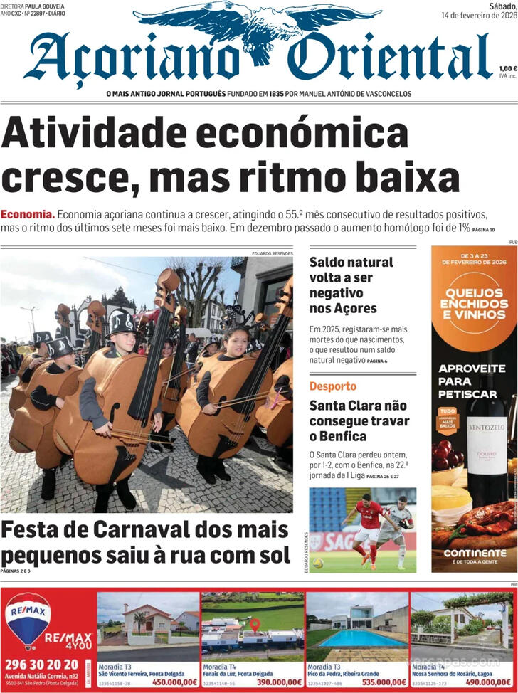 Capa A�oriano Oriental - 2026-02-14