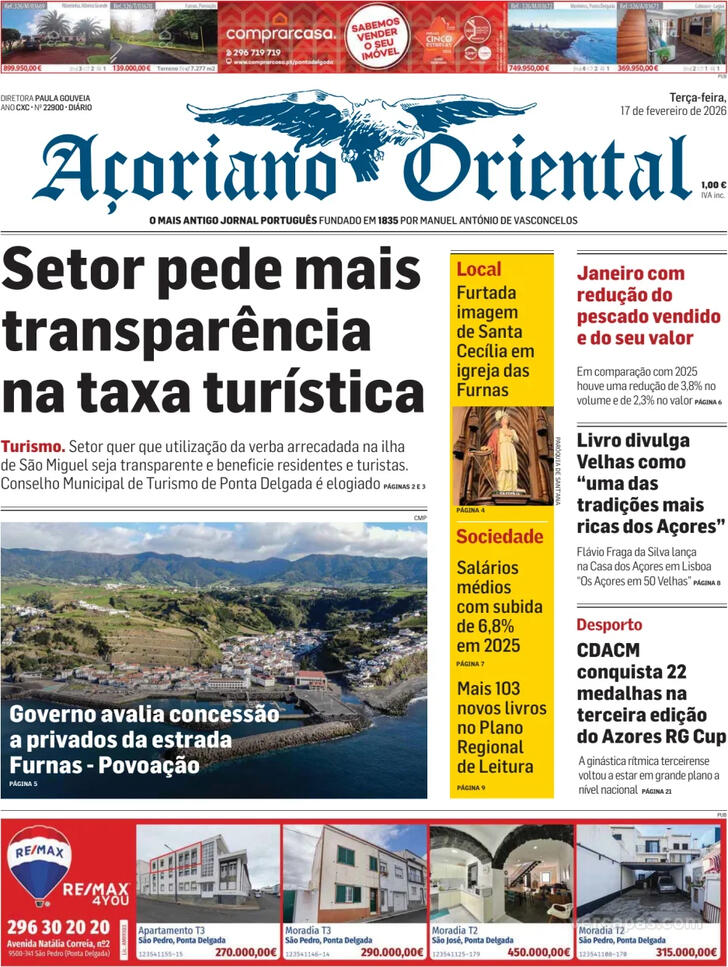 Capa A�oriano Oriental - 2026-02-17