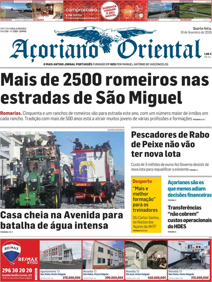 Capa A�oriano Oriental - 2026-02-18