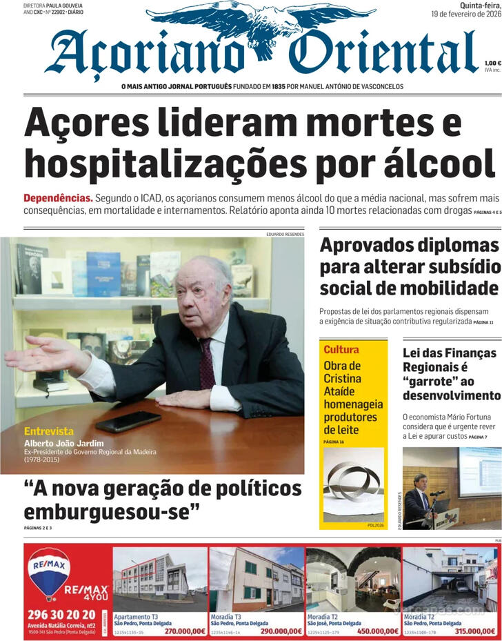 Capa A�oriano Oriental - 2026-02-19