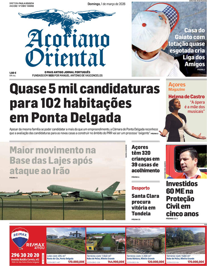 Capa A�oriano Oriental - 2026-03-01