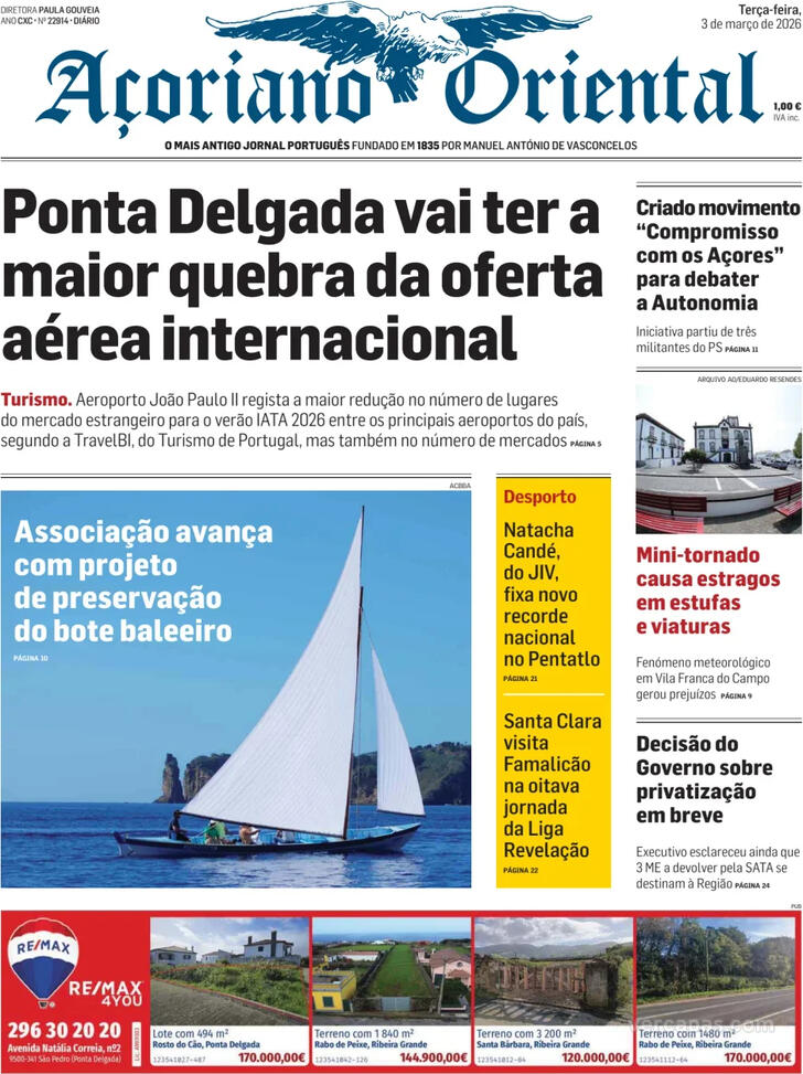 Capa A�oriano Oriental - 2026-03-03