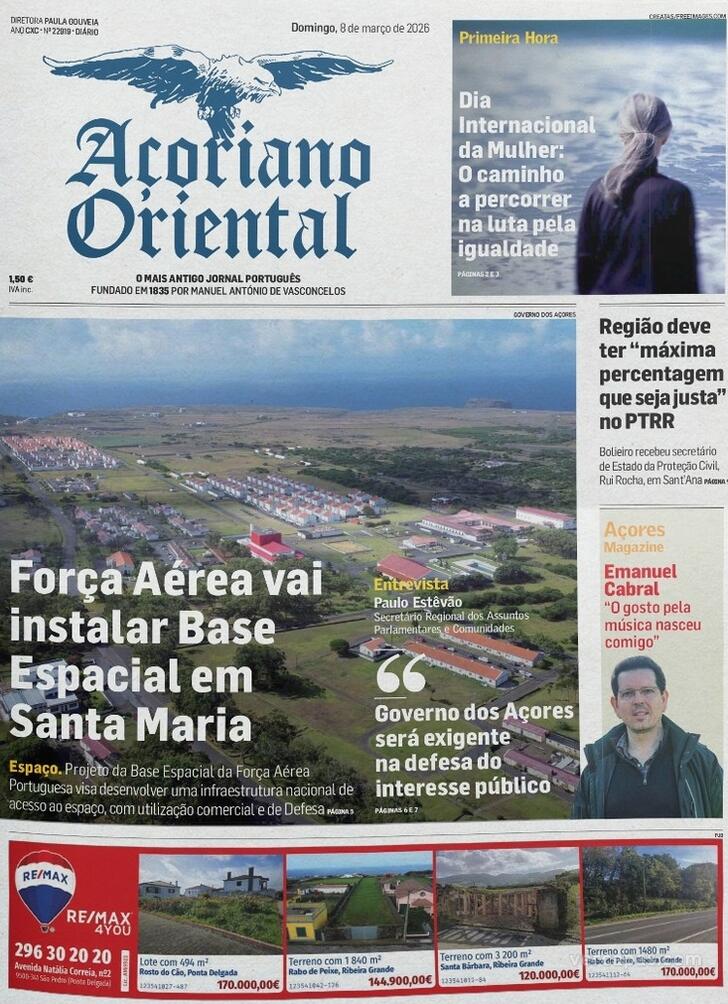 Capa A�oriano Oriental - 2026-03-08