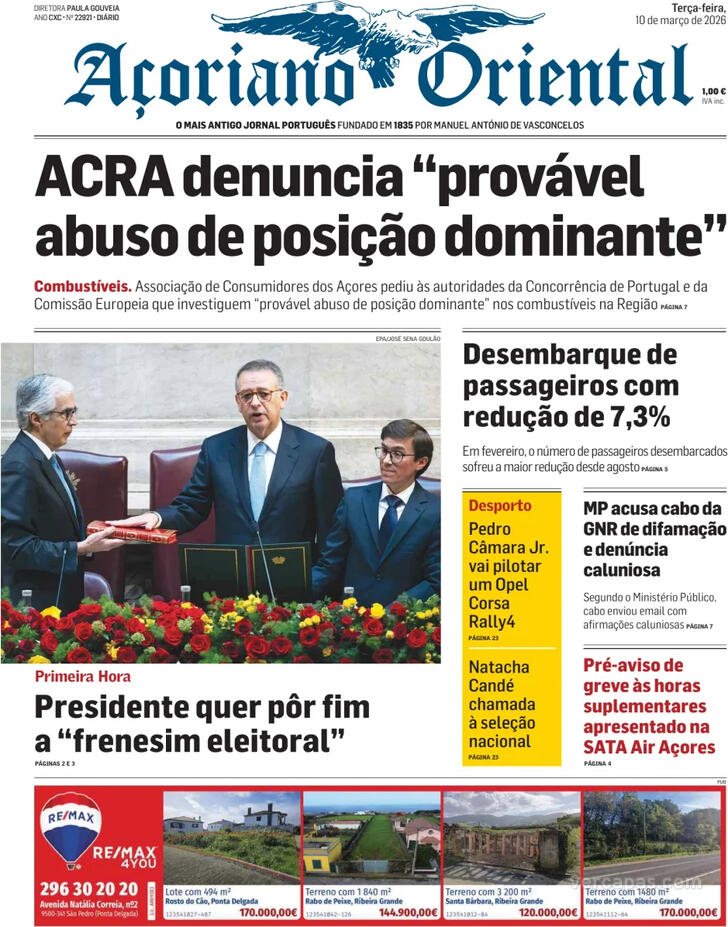 Capa A�oriano Oriental - 2026-03-10