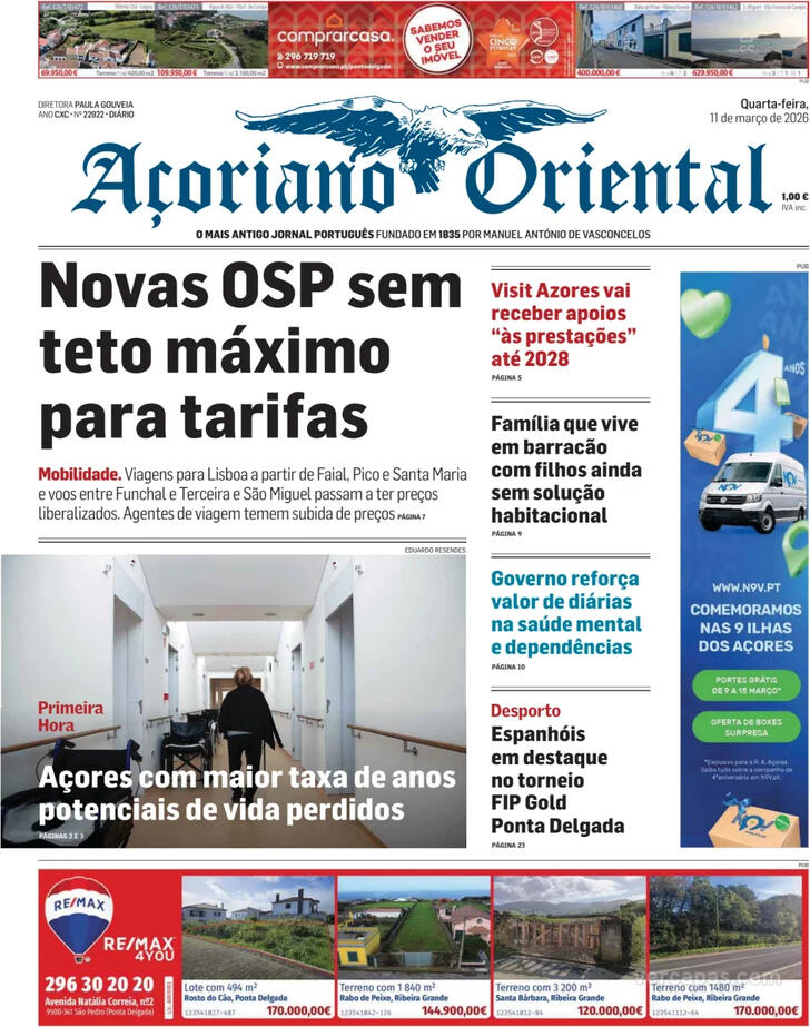 Capa A�oriano Oriental - 2026-03-11