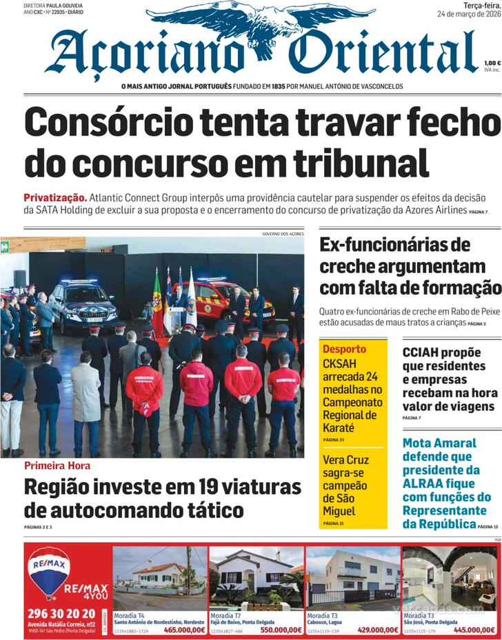 Capa A�oriano Oriental - 2026-03-24