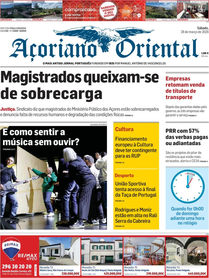 Capa A�oriano Oriental - 2026-03-28