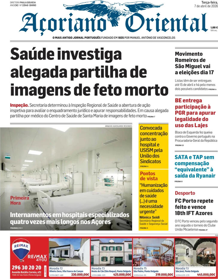 Capa A�oriano Oriental - 2026-04-07