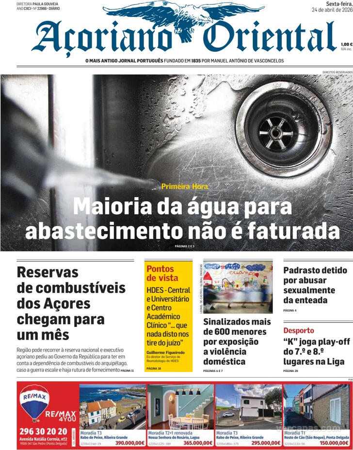 Capa A�oriano Oriental - 2026-04-24