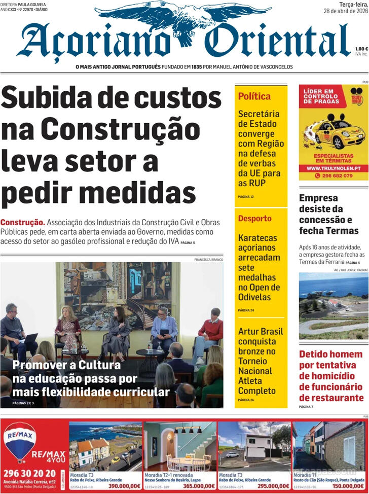Capa A�oriano Oriental - 2026-04-28