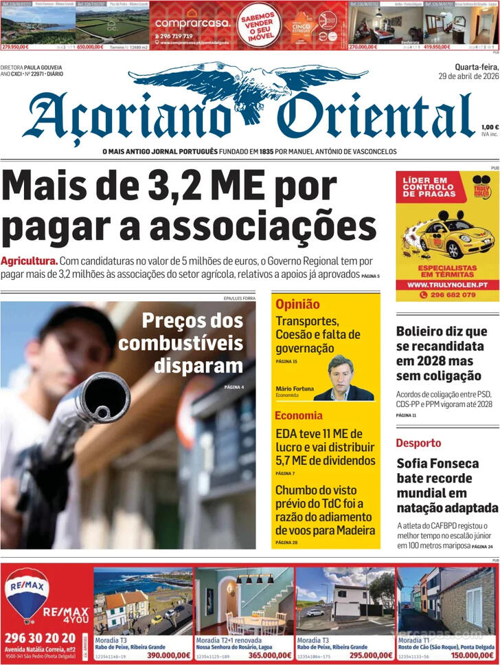 Capa A�oriano Oriental - 2026-04-29
