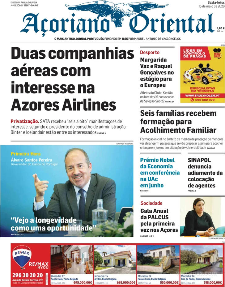 Capa A�oriano Oriental - 2026-05-15