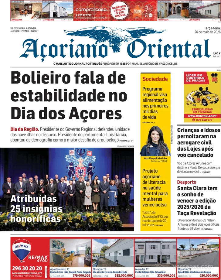 Capa A�oriano Oriental - 2026-05-26