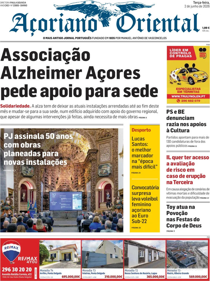 Capa A�oriano Oriental - 2026-06-02