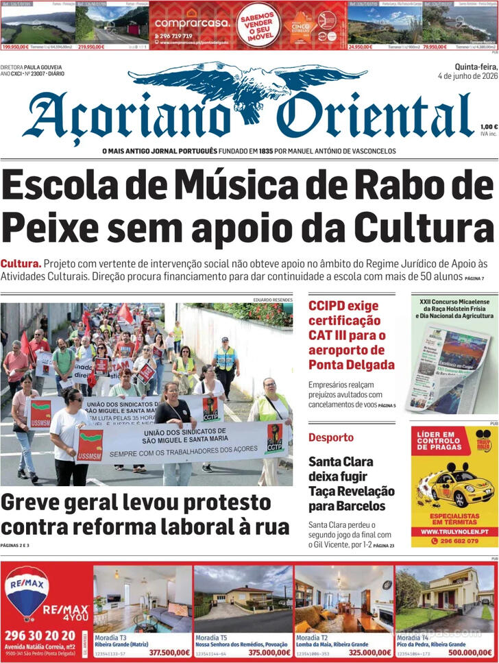 Capa A�oriano Oriental - 2026-06-04