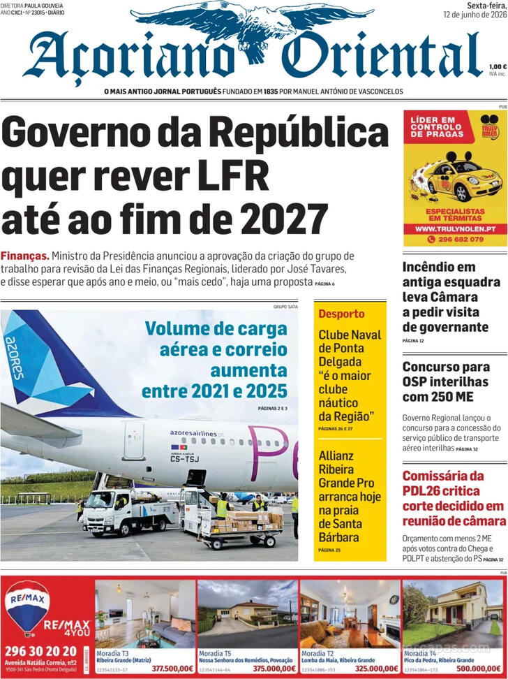 Capa A�oriano Oriental - 2026-06-12
