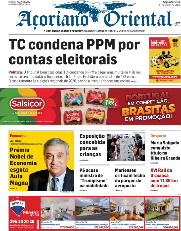 Capa A�oriano Oriental - 2026-06-15