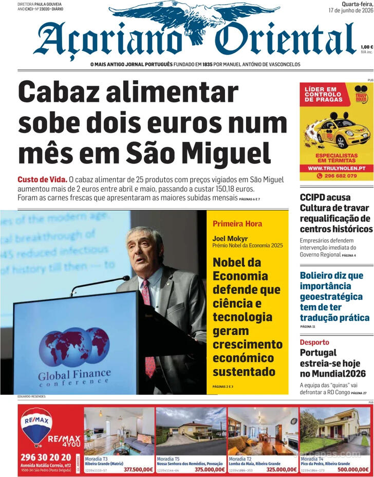 Capa A�oriano Oriental - 2026-06-17
