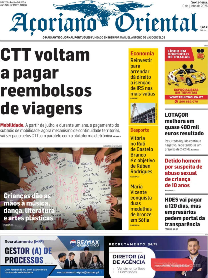 Capa A�oriano Oriental - 2026-06-19