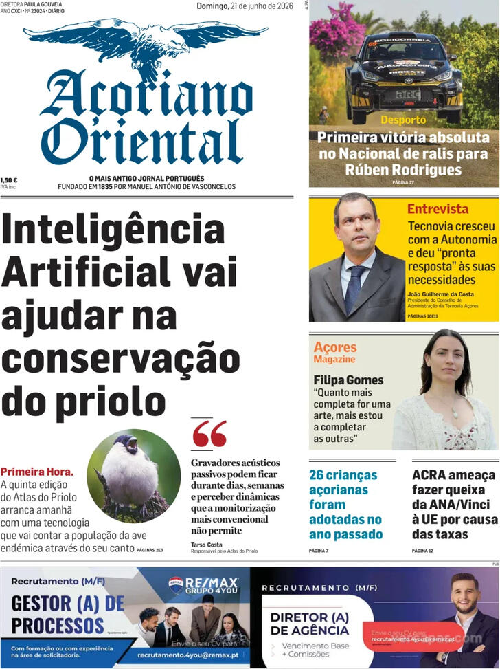 Capa A�oriano Oriental - 2026-06-21