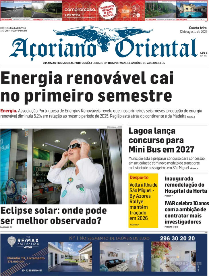Capa A�oriano Oriental - 2026-08-12
