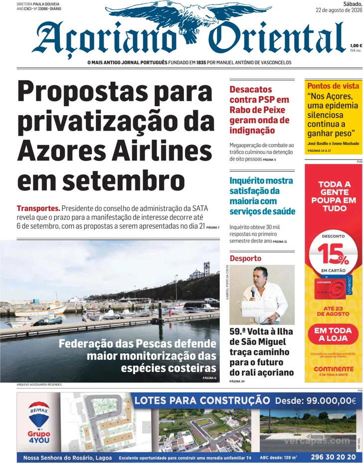 Capa A�oriano Oriental - 2026-08-22